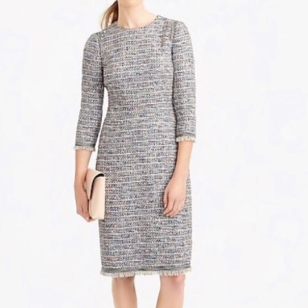J.CREW Multicolored 3/4 Sleeve Tweed Dress Sz 10P